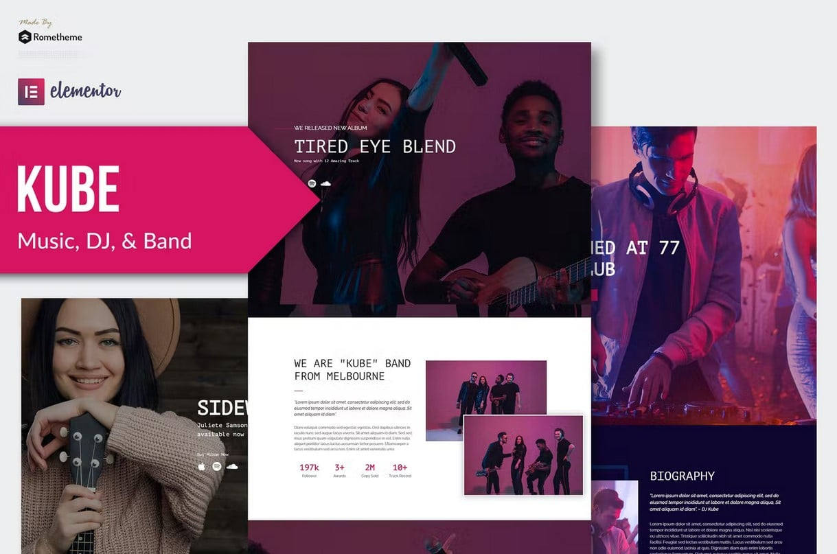KUBE – MUSIC ELEMENTOR TEMPLATE KIT
